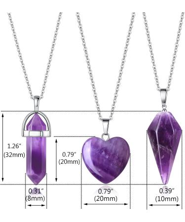 Healing Crystal Necklaces Set - 3 Pcs Natural Quartz Love Pendant Jewelry - Buy Online on GoSupps.com