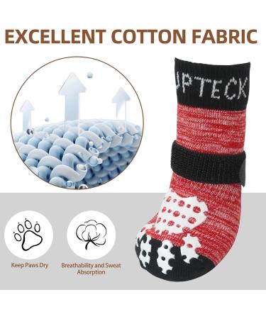 Pupeck Double-Sided Anti-Slip Dog Socks - Adjustable Straps for X-Large Pets | Summer Paw Protection & Traction Control (2 Pairs) - Red & Black - Buy Online on GoSupps.com