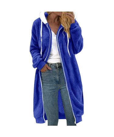 Hanxiulin plush jacket oversize warm lined fleecemantel women cardigan winter color variants transition jacket light outdoor windproof winter coat down jacket winter warm trench coat 4xl blue