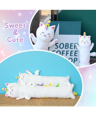 80cm Long Unicorn Plush Pillow | Kawaii Unicorn Stuffed Animal Hugging Pillow | Birthday Christmas Halloween Gift | White - Buy Online on GoSupps.com