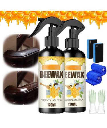 Natural Micro-Molecularized Beeswax Spray Wood Seasoning Beewax Spray Multipurpose Natural Beewax Wood Polish and Cleaner for Furniture Care (2pcs)