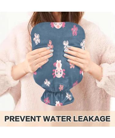 Axolotl Hot Water Bottle with Flowers | 1L Plush Cover | Winter Warmer for Kids & Adults - Buy Online on GoSupps.com