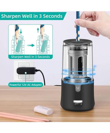 Electric Pencil Sharpener  Super Sharp Pencil Sharpener for Colored Pencils  Auto Stop  Fast Sharpen Pencil Sharpener Plug in for 6-12mm No.2/Colored/Sketch Pencils  Suit for School  Office (Black) - Buy Online on GoSupps.com