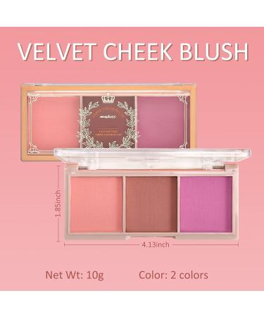 Erinde 3 Color Face Blush Palette - Matte & Shimmery Mineral Contour Highlight Blusher Powder for All Skin Tones - Purple Blush 0.35oz - Buy Online on GoSupps.com