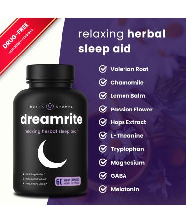 NutraChamps 10-in-1 Natural Sleep Aids for Adults - Melatonin Lemon Balm 1000mg Chamomile 400mg Valerian Root 600mg L Theanine L Tryptophan GABA Magnesium Sleep Aid - Buy Online on GoSupps.com