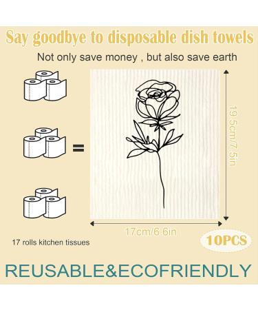 Swedish Dish Cloth 10 Pcs - Reusable Paper Towels Dish Towels for Washing & Drying Dishes Double Sided Texture Strong Water Absorbency Leaves No Water Stains Home Cleaning Glass Wipes Pot Holders - Buy Online on GoSupps.com
