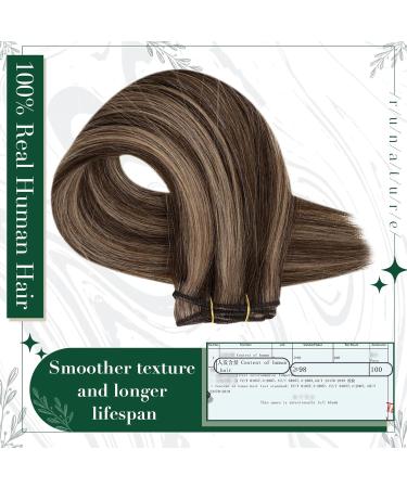 Runature Real Hair Clip-In Extensions - Dark Brown & Dark Blond 30cm (12 Inch) - 50g 3 Pieces | Quality Human Hair Extensions - Buy Online on GoSupps.com