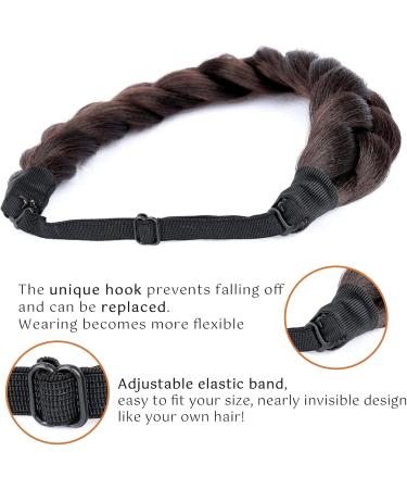 BOBIYA Afro Thick Yaki Straight Wide 2 Strands Synthetic Braided Headband Kinky Straight Plait Headband (Brunette Brown) - Buy Online on GoSupps.com