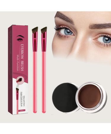 Mnsuid Anjoize Eyebrow Brush 4D Laminated Brow Grooming Kit Home Eyebrow Care Kit 4D Laminated Multifunction Ultra-thin Angled Eyebrow Brush Long Lasting Waterproof (Light brown)