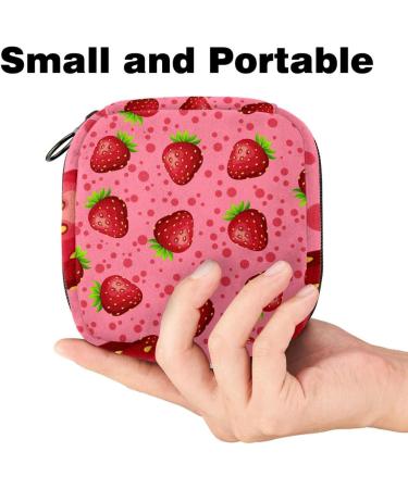 Muooum Women's Menstrual Bag - Zipper Flip Bag for Tampons - Strawberry & Dots Design - Stylish Functional Accessory for Girls - Buy Online on GoSupps.com