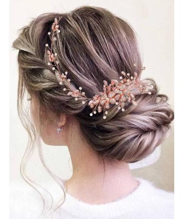 HEREAD Crystal Bride Wedding Hair Vine - Rose Gold Bridal Headband for Women and Girls - Buy Online on GoSupps.com