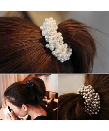 3pcs Hair Scrunchies Set with Faux Pearls | Stylish Ponytail Holders for Women & Girls - International Shipping Available - Buy Online on GoSupps.com