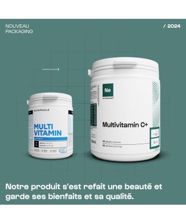 Multivitamin C+ - 60 capsules - Enhanced with Vitamin C - Food Supplement - Immunity - Fatigue - Nervous System and Bone - Beauty Skin and Hair | Nutrielement by Nutrimuscle - Buy Online on GoSupps.com
