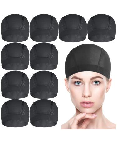 Bevisun 10 PACK Wig Caps for Wig Making - Stretchable Dome Mesh Wig Caps for Women Lace Front Wig(Black) (10pcs) 10 Count (Pack of 1)