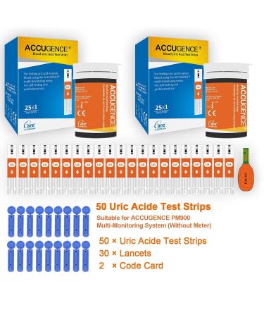 ACCUGENCE Home Uric Acid Test Kit - 50 Strips + 30 Lancets | Self-Testing for ACCUGENCE PM900 - Buy Online on GoSupps.com