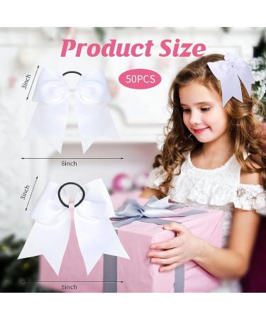 50 Pcs 8 Large White Cheer Hair Bows - Handmade Hair Accessories for Cheerleaders - Buy Online on GoSupps.com