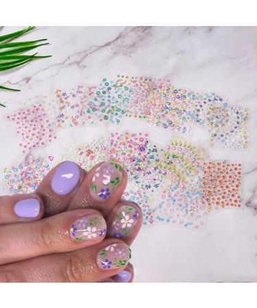 30 Sheet Colorful Flower Nail Art Stickers - 3D Adhesive Decals for Women | Cute Nail Designs & Supplies - Buy Online on GoSupps.com