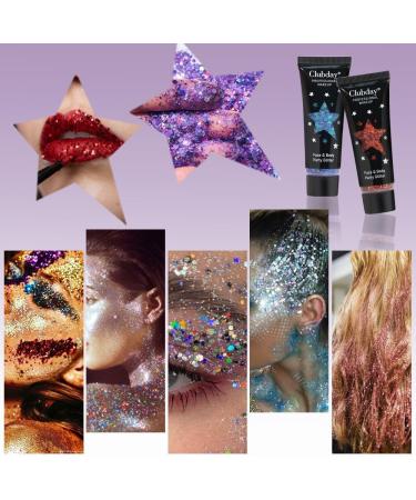 Gl-Turelifes Face Body Glitter Gel Sequins for Eyes Lips Hair Nail Face and Body - Mermaid Flakes Chunky Glitter Festival Accessory 30ml (#06 Red) - Buy Online on GoSupps.com