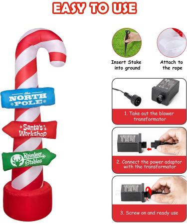 HOOJO 8 FT Christmas Inflatables Candy Canes Stacking Signs with LED Lights - Holiday Party Outdoor Decor for Yard, Garden, Lawn | Buy Now - Buy Online on GoSupps.com