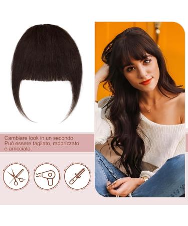 Silk-co One Piece Hair Bangs Fringe Hair Extensions Clip in Human Hair Extension #02 Dark Brown Straight Flat with Temple - Buy Online on GoSupps.com