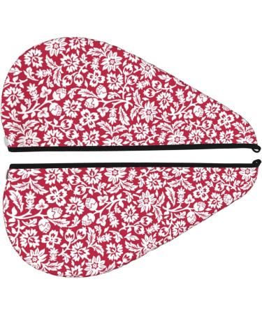 Red Flowers Microfiber Hair Towel Wrap | Super Absorbent Coral Velvet for Long Curly & Thick Hair - Quick Dry Hair Cap for Women - Buy Online on GoSupps.com