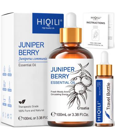 HIQILI Juniper Berry Essential Oil 100% Pure Natural Undiluted Premium - 3.38 Fl Oz Juniper 100.00 ml (Pack of 1)