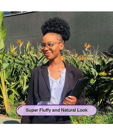YEAME Short Kinky Curly Afro Puff Drawstring Ponytail | Premium Synthetic Hair Puff for Black Women | Natural Black 1B Color - Buy Online on GoSupps.com