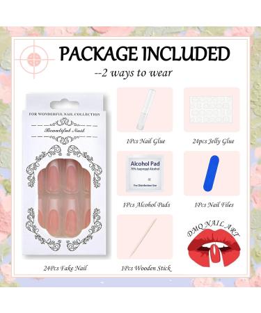 DMQ French False Nails Long 24Pcs Coffin Fake Nails White French Press on Nails Nude Pink French Nail Tips with Glue Full Cover Stick on Nails for Women Girls Nails Art French Extra Long - Buy Online on GoSupps.com