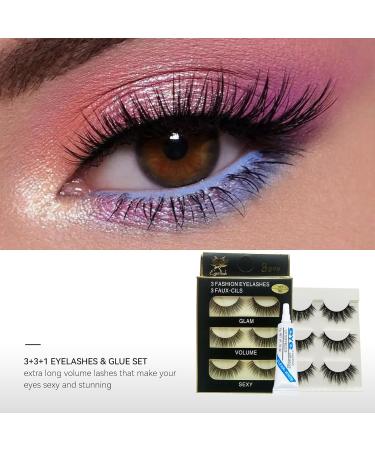 3D False Lashes 6 Pairs Strip Lashes with Glue Natural Eyelashes Volume Fluffy Wispy Eyelashes Thick Long Fake Eyelashes Russian Lashes - Buy Online on GoSupps.com