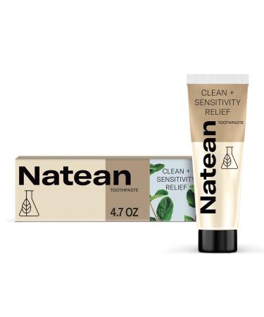Natean Clean + Sensitivity Relief Toothpaste for Sensitive Teeth and Cavity Prevention - 4.7 Oz Tube  Citrus Orange Spearmint