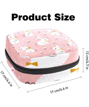 Women's Binding Pocket Bag - Cute White Rabbits & Flowers - Pink Tampon Storage & Zip Pockets - Multi-use Menstrual Ties Bag - Buy Online on GoSupps.com