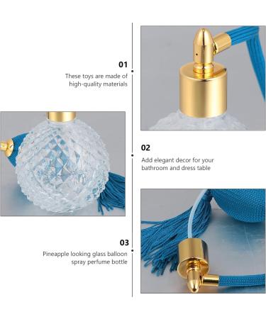 Housoutil Vintage Perfume Bottle 3.4oz - Refillable Glass Spray Bottle with Long Tassel for Home Decor & Cocktails - Elegant Blue Design - Buy Online on GoSupps.com