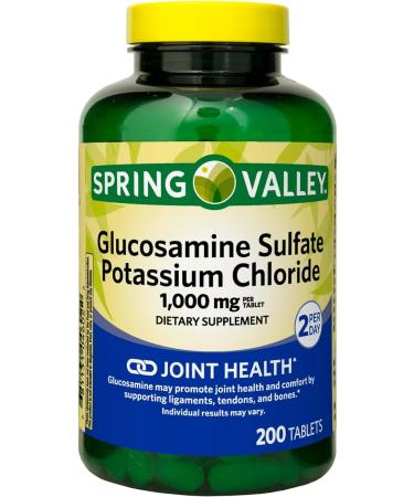 Spring Valley Glucosamine Sulfate Potassium Chloride Tablets 1000mg 200 Count + Luall Fridge Magnet - Buy Online on GoSupps.com