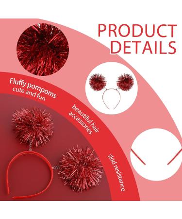 WLLHYF Foil Strips Pom Pom Headband Tinsel Fashion Headband Fluffy Ball Hair Loop Cosplay Hair Accessories for Women Girls Christmas Party Birthday Red - Buy Online on GoSupps.com