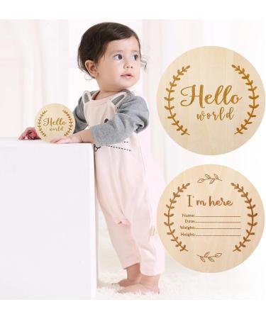 1Pcs Newborn Baby Announcement Sign Bulletin Board with Marker Round Wooden Baby Birth Sign Hello World Newborn Welcome Sign Photo Prop for Christmas Baby Shower Birthday Gift Keepsake - Buy Online on GoSupps.com