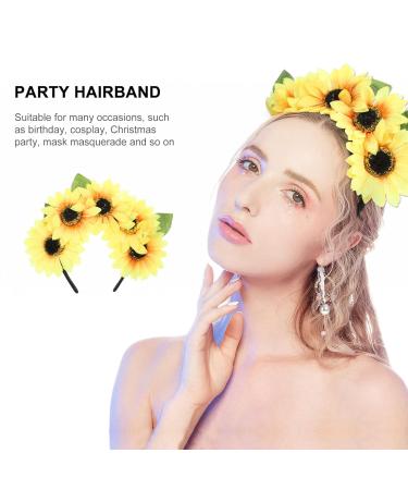 Lurrose Sunflower Headband | Floral Autumn Wreath Crown | Bridal & Halloween Hair Accessories - Buy Online on GoSupps.com