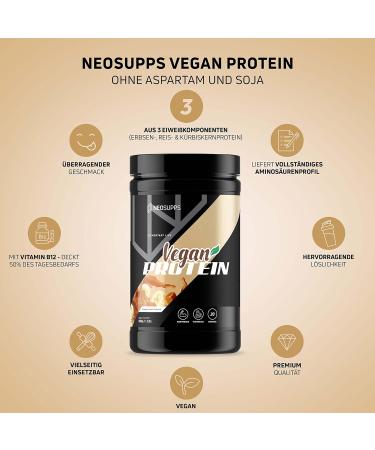 Neosupps Vegan Protein Powder - Banana Caramel 600g | High-Quality Plant-Based Protein with B12 & Sugar-Free - Buy Online on GoSupps.com
