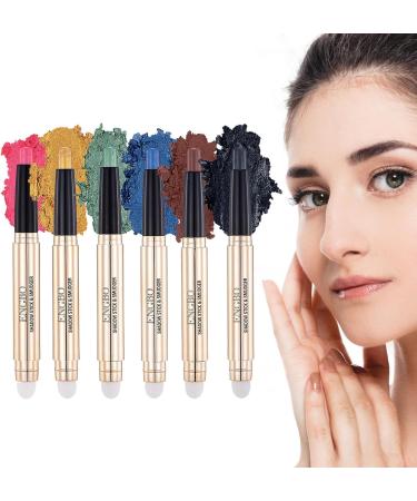 Eyeshadow Pencil Crayon 2 in 1 Eye Shadow Pencil Crayon with 6 Colors Long Lasting Natural Eye Shadow Highlighter Stick for Women Daily Use and Rowces C(13# 18#) - Buy Online on GoSupps.com