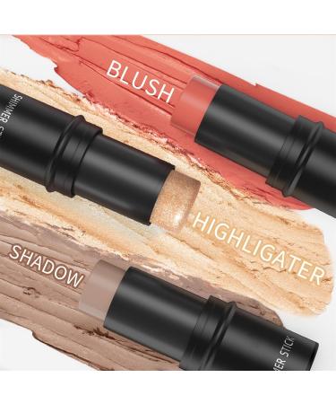 3 Pack Versatile Face Contour Highlighter Waterproof Non-Greasy Perfectly Define Your Features Highlighter Makeup - Buy Online on GoSupps.com