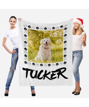 Custom Blanket for Pet with Photos Name Text Customized Blanket Personalized Soft Throw Blankets with Paw Print for Dog Cat 60 x 80 Inches 60 x 80 Inches Multi R30 - Buy Online on GoSupps.com