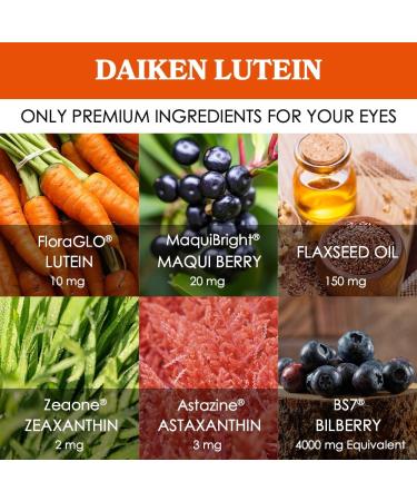 DAIKEN Lutein and Zeaxanthin Supplements AREDS 2 Inspired Formula with Astaxanthin Maqui Berry Bilberry Flaxseed Oil & Vitamin E 30 Softgels NEW 30 Count (Pack of 1) - Buy Online on GoSupps.com