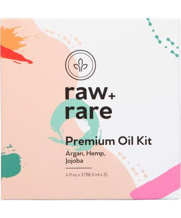 Buy Premium Oil Kit - Argan Hemp Seed & Jojoba Oils for Hair Skin & Massage - 100% Pure - Raw Plus Rare - 4 oz Each Bottle - Buy Online on GoSupps.com