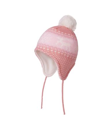 LANGZHEN Toddler Kids Infant Winter Hat Earflap Knit Warm Cap Fleece Lined Beanie for Baby Boys Girls 1-2 Years Deer-Pink