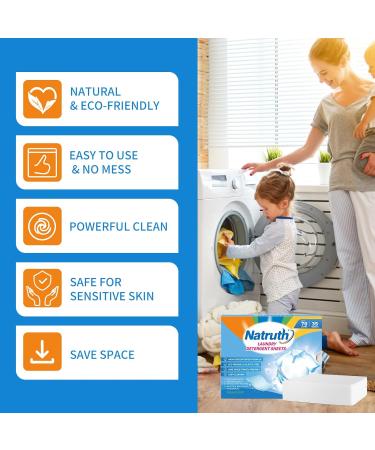 NATRUTH Natural Laundry Detergent Sheets - 35 Fresh Scented Biodegradable Strips for 70 Loads - Travel-Friendly & Plastic-Free - Buy Online on GoSupps.com