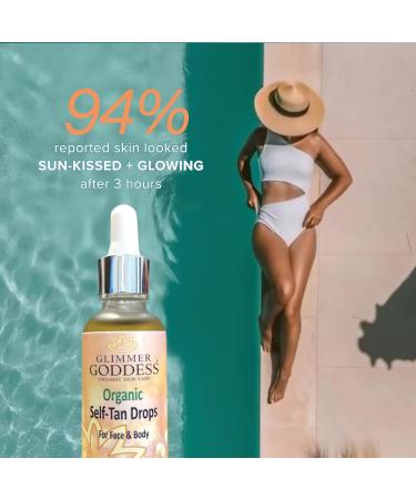 Glimmer Goddess Organic Self Tan Drops for Face & Body - Unscented Vegan Natural Bronzing Streak-Free All Skin Types 1 oz. Organic Ingredients Paraben-Free Cruelty-Free - Buy Online on GoSupps.com