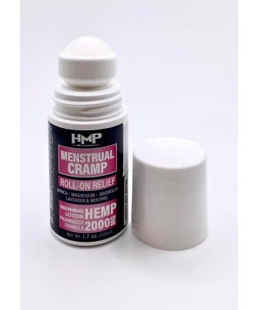 HMP Brands Menstrual Cramp Hemp Roll-On with Menthol 2000mg - Natural Formula, Made in USA (1.7oz) - Buy Online on GoSupps.com