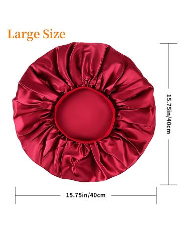 Kenllas Silk Satin Bonnet for Women - 2 PCS Extra Large Caps for Long Frizzy Curly Hair - Black & Red - Buy Online on GoSupps.com