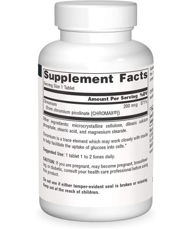 Source Naturals Chromium Picolinate 200mcg Tablets - 120 Count - Buy Online on GoSupps.com