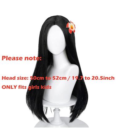 Long Straight Black Kids Wig with Flower Hair Clip - Wigs for Girls | Toddler Cosplay Hairpiece for Halloween Party - Includes Wig Cap | Uniquebe - Buy Online on GoSupps.com