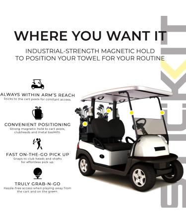 STICKIT Magnetic Golf Towel Gray - Premium Microfiber with Deep Waffle Pockets | Industrial Strength Magnet | Pack of 1 - Buy Online on GoSupps.com